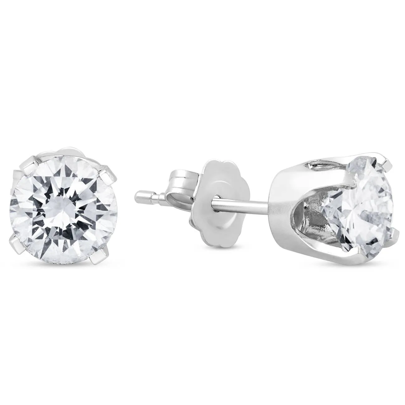 1 1/2CT Diamond Push Push Studs Enhanced 14k White Gold