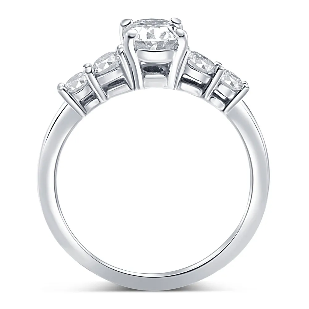 1 1/2Ct TW Oval Cut Engagement Ring 14k White Gold Lab Grown