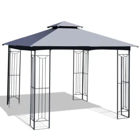 10 x 10 Feet L-Shaped Patio Canopy Gazebo Outdoor 2-Tier Steel Tent-Gray