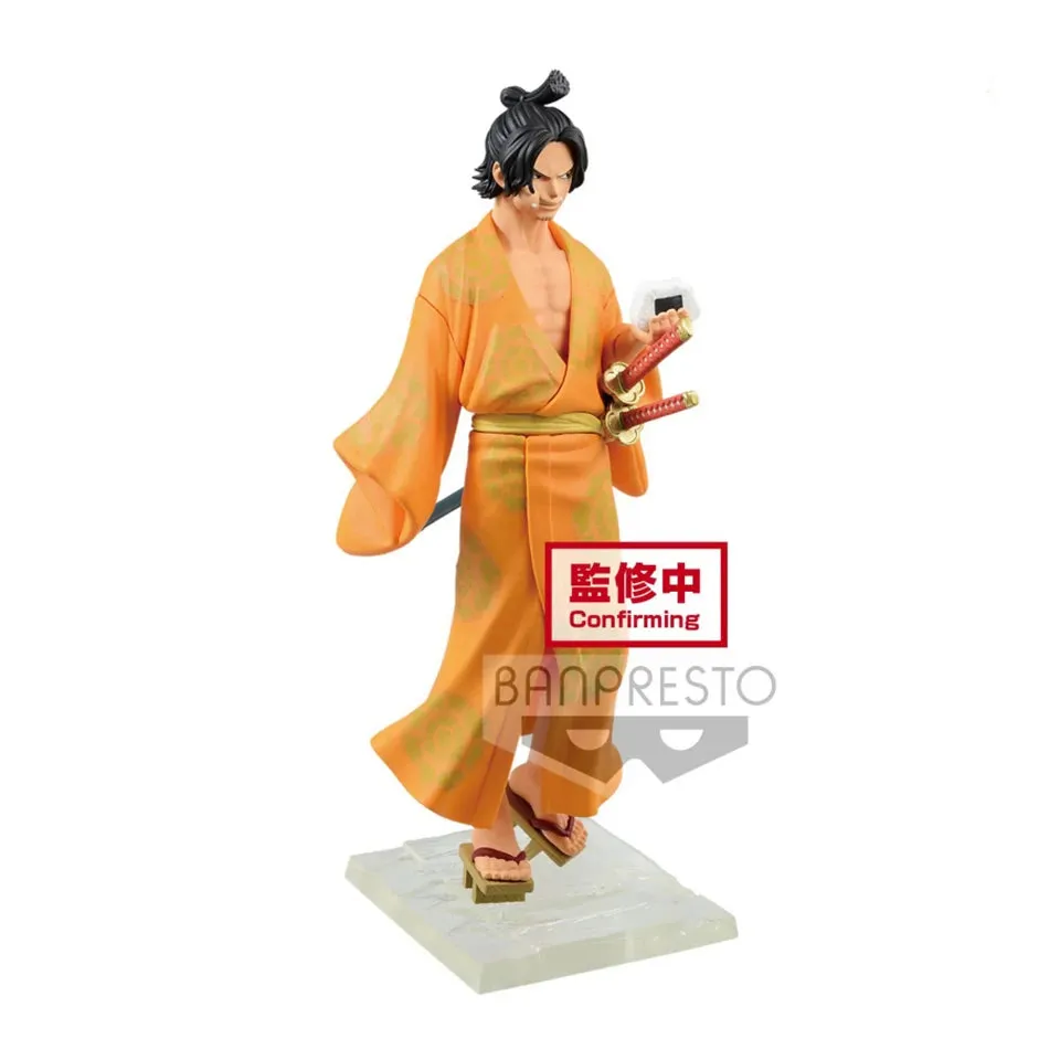 100% Original Genuine One Piece Magazine Kimono 18cm Portgas D Ace Sabo Action Figure PVC Model Toy Gift