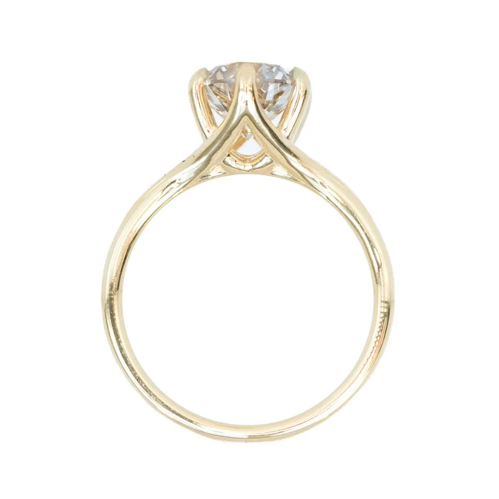 2.03ct light champagne diamond six prong ring in 18k yellow