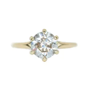 2.03ct light champagne diamond six prong ring in 18k yellow