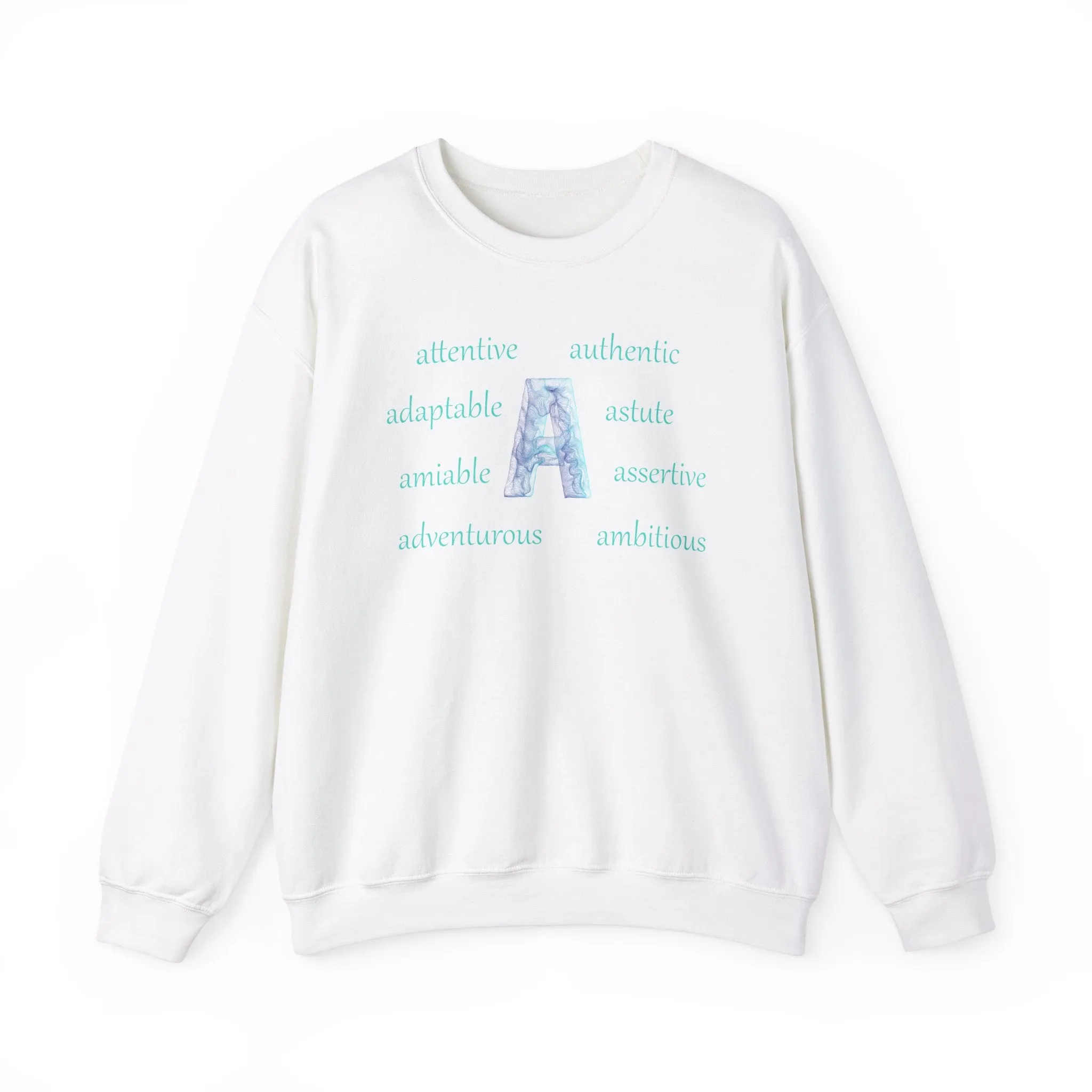 A Alphabet Sweatshirt, Motivational, Alphabet Initial "A" Unisex Heavy Blend™ Mental Health, Optimistic Crewneck Sweatshirt, Self-affirming Sweatshirt