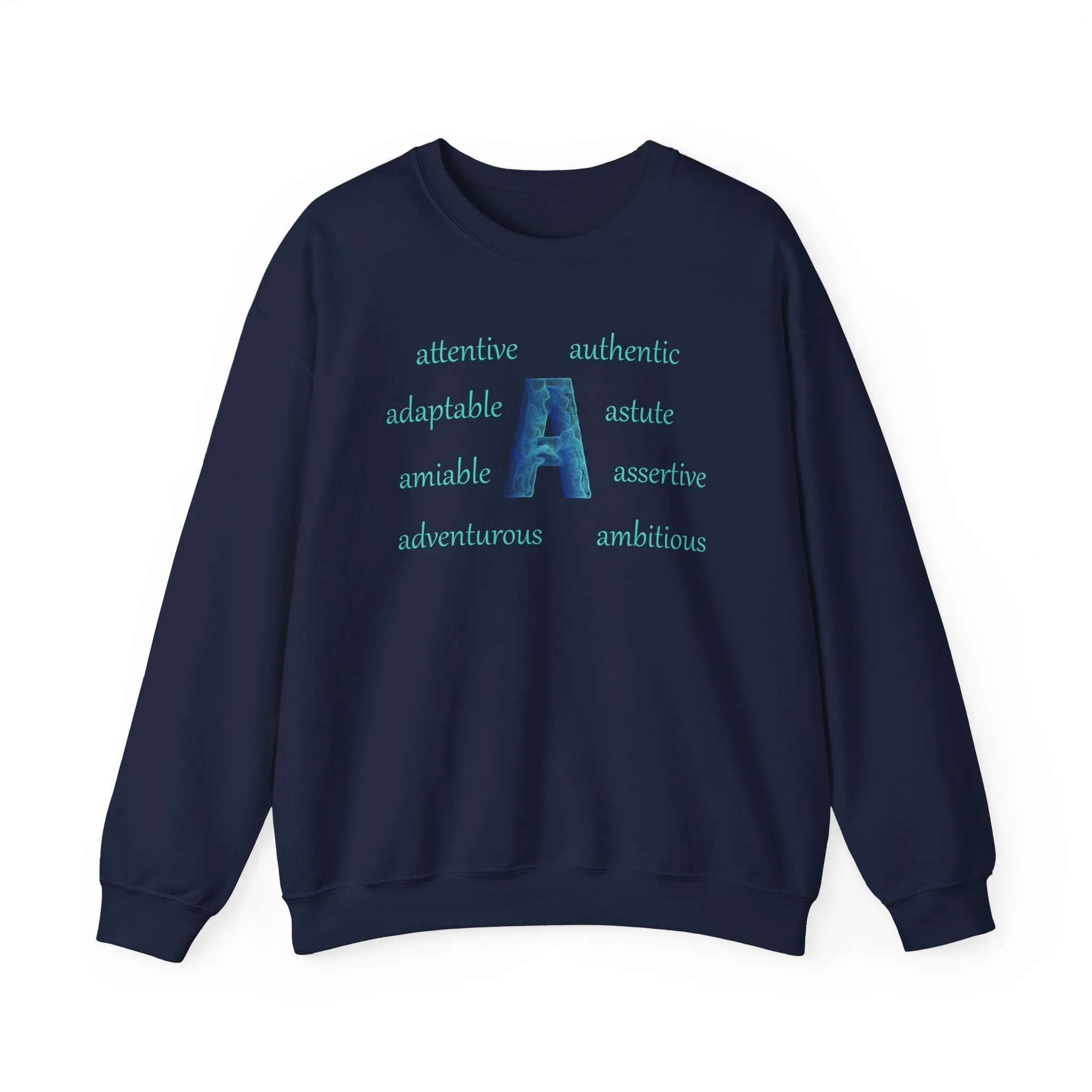 A Alphabet Sweatshirt, Motivational, Alphabet Initial "A" Unisex Heavy Blend™ Mental Health, Optimistic Crewneck Sweatshirt, Self-affirming Sweatshirt