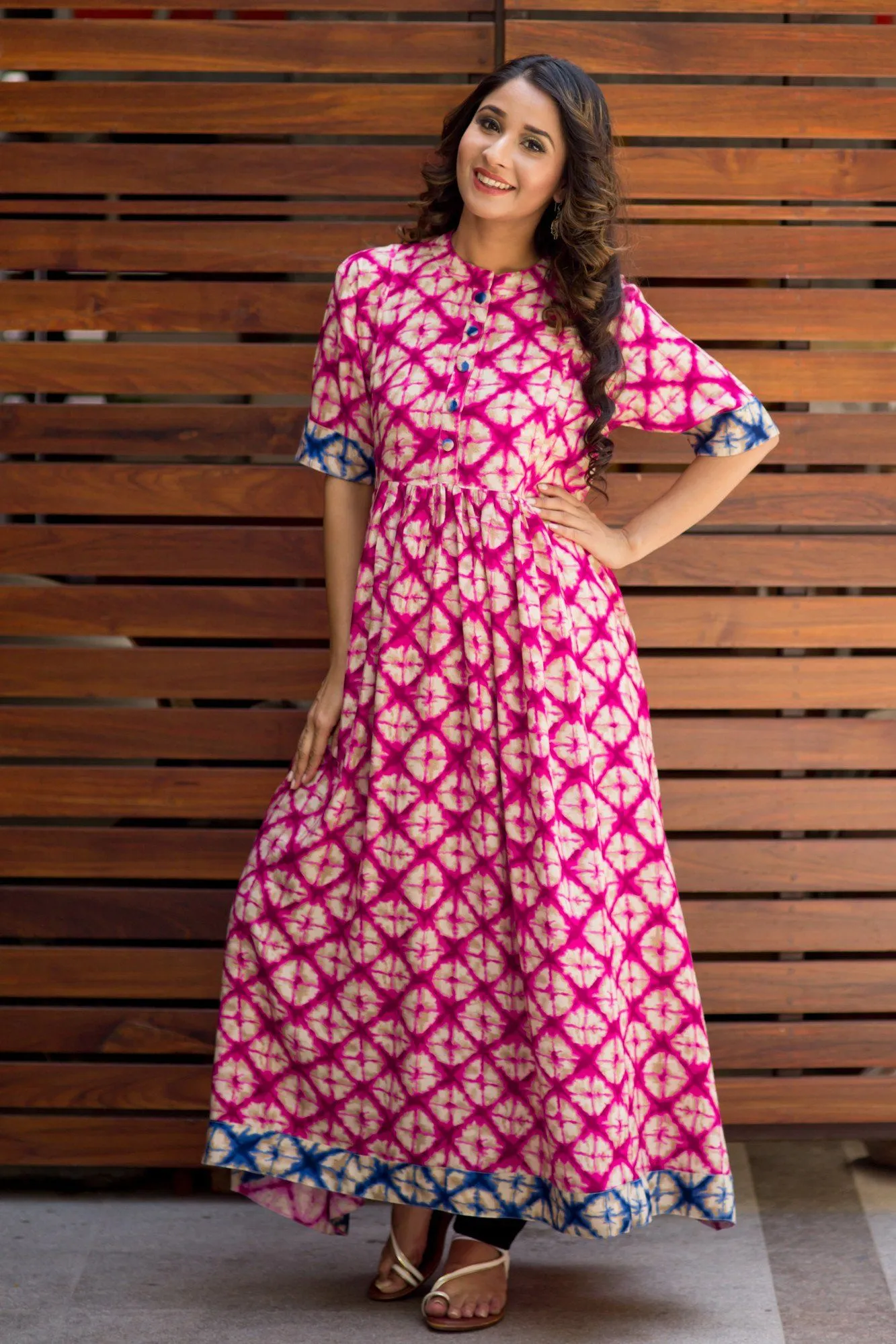 Abstract Pink Maternity and Nursing Kurta