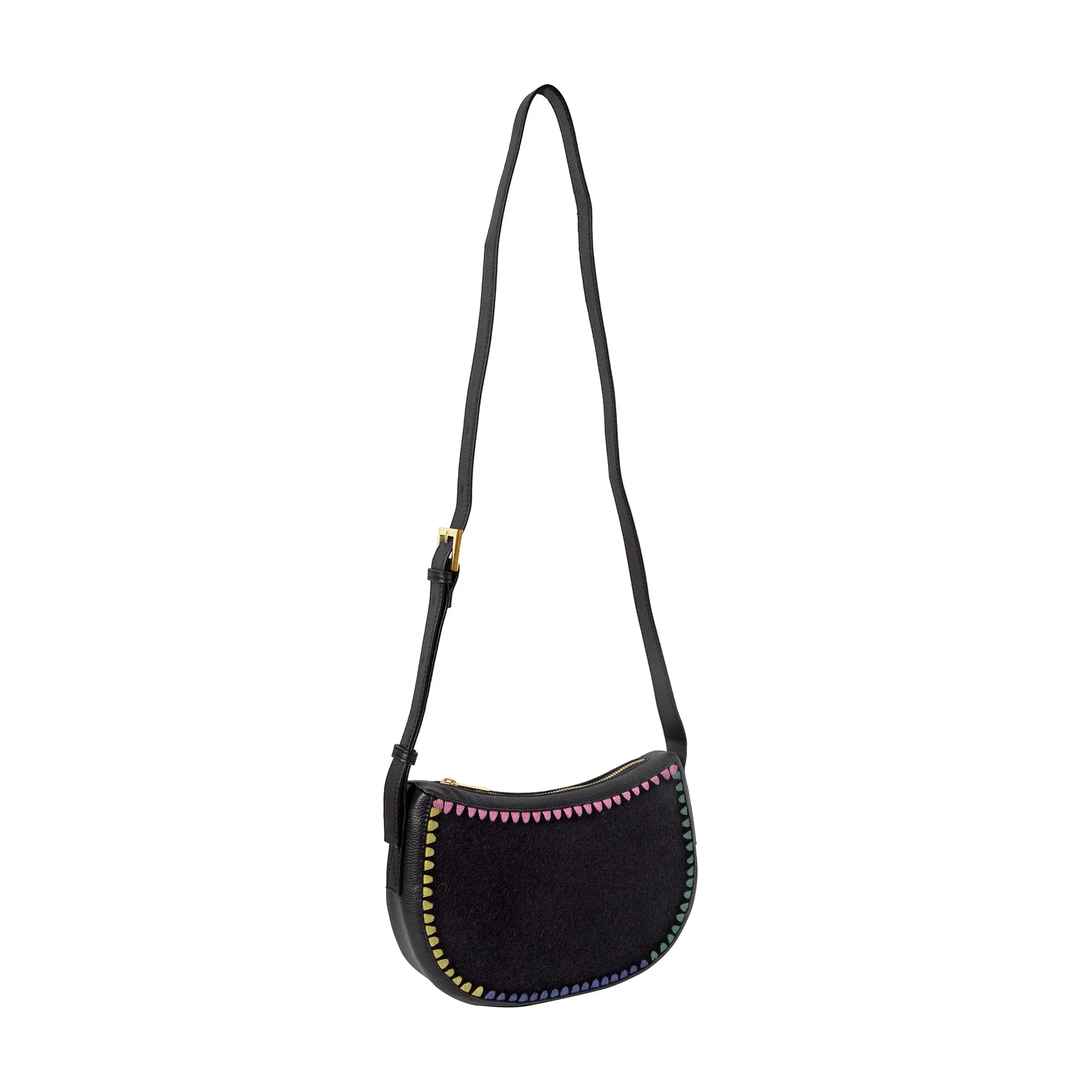 Accessorize London Women's Black
 Stitch Cross-Body Bag