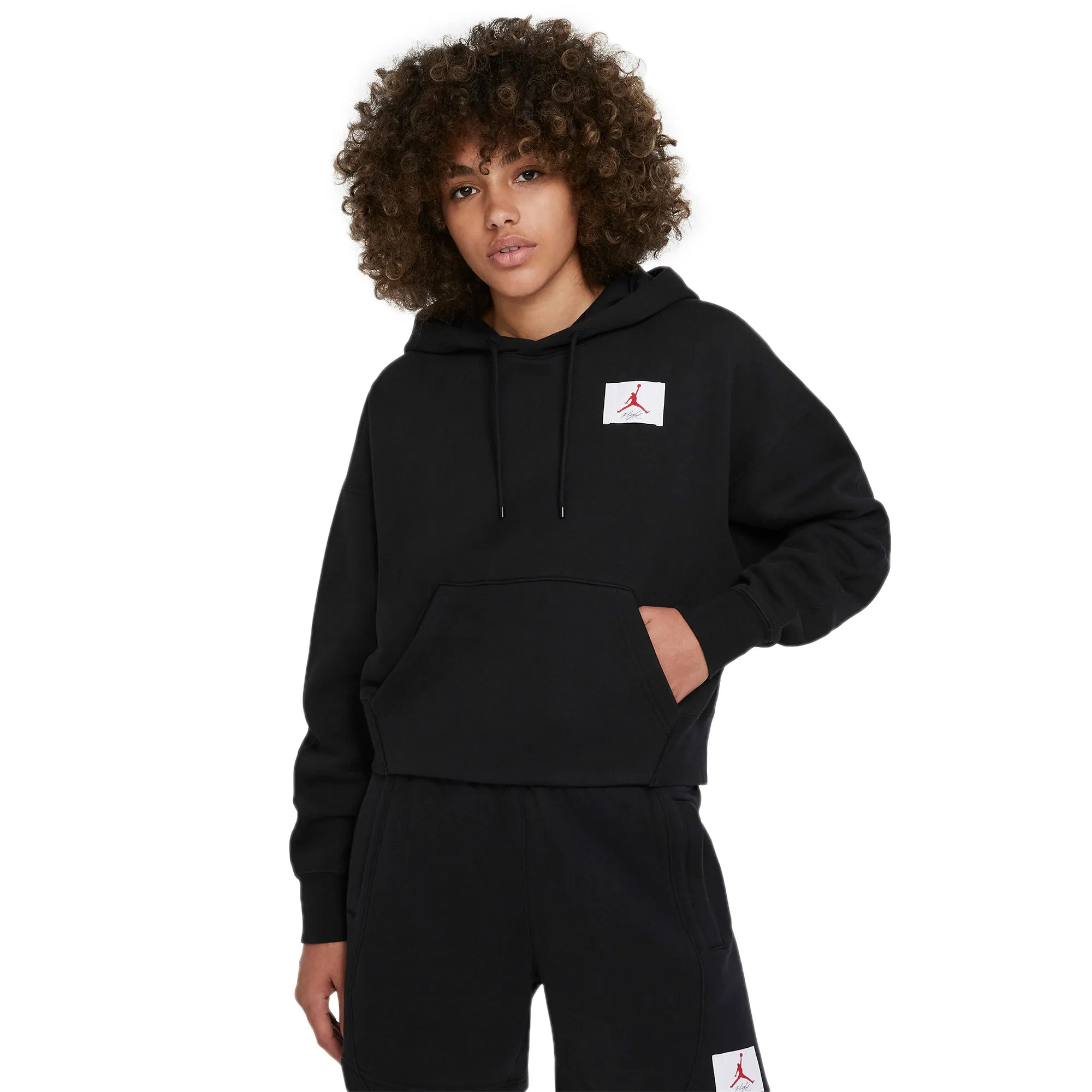 Air Jordan Womens Flight Fleece Black Pullover Hoodie