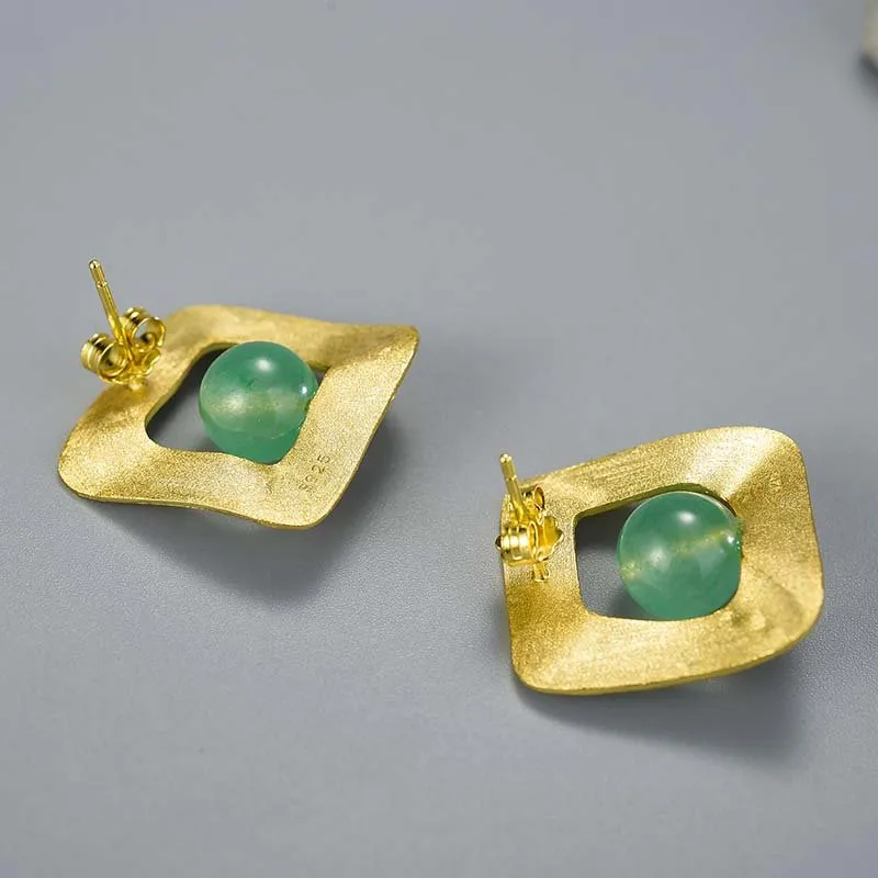 Amazonite Squares - Stud Earrings