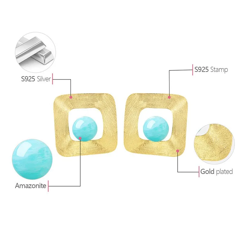 Amazonite Squares - Stud Earrings