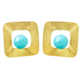 Amazonite Squares - Stud Earrings