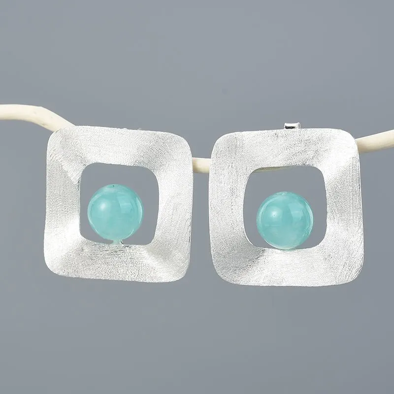 Amazonite Squares - Stud Earrings