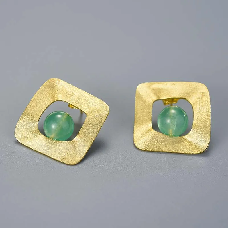 Amazonite Squares - Stud Earrings