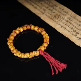 Antique Tibet Old Yak Bone Skull Wrist Mala