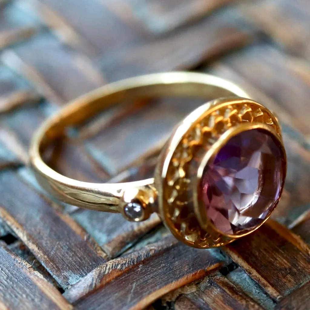 Ariadne 14k Gold, Amethyst and Diamond Ring