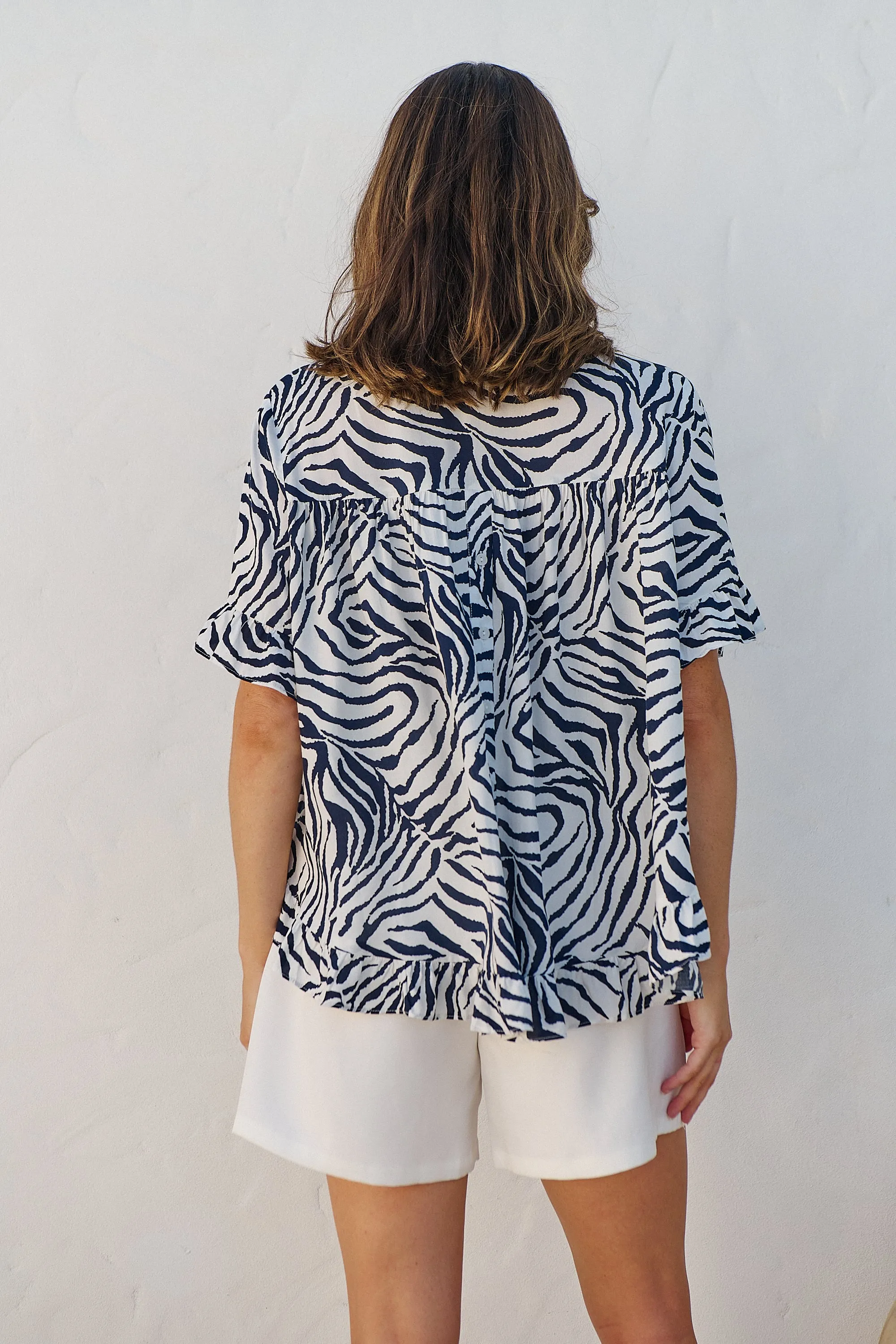 Aries Navy/White Zebra Print Tee