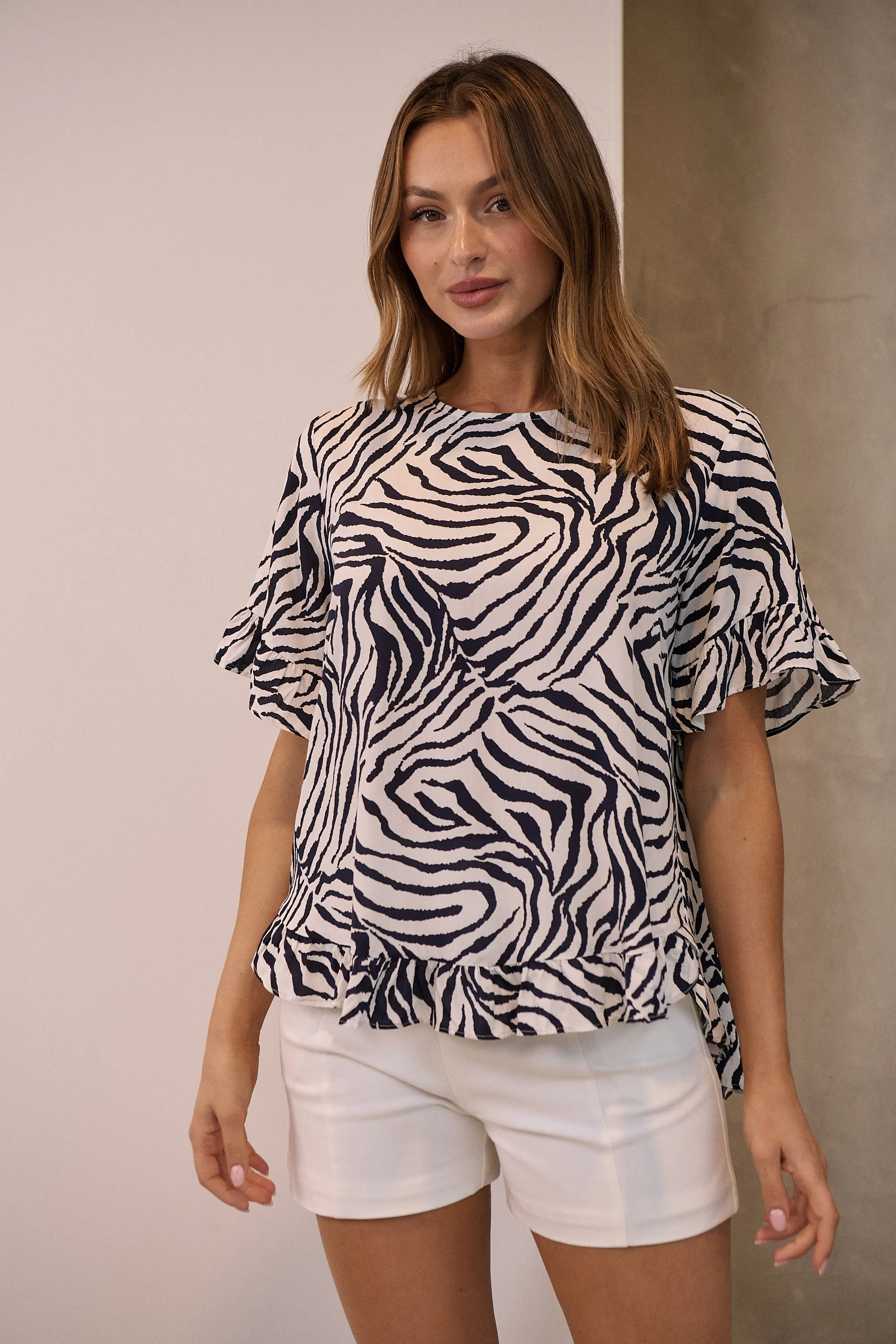 Aries Navy/White Zebra Print Tee