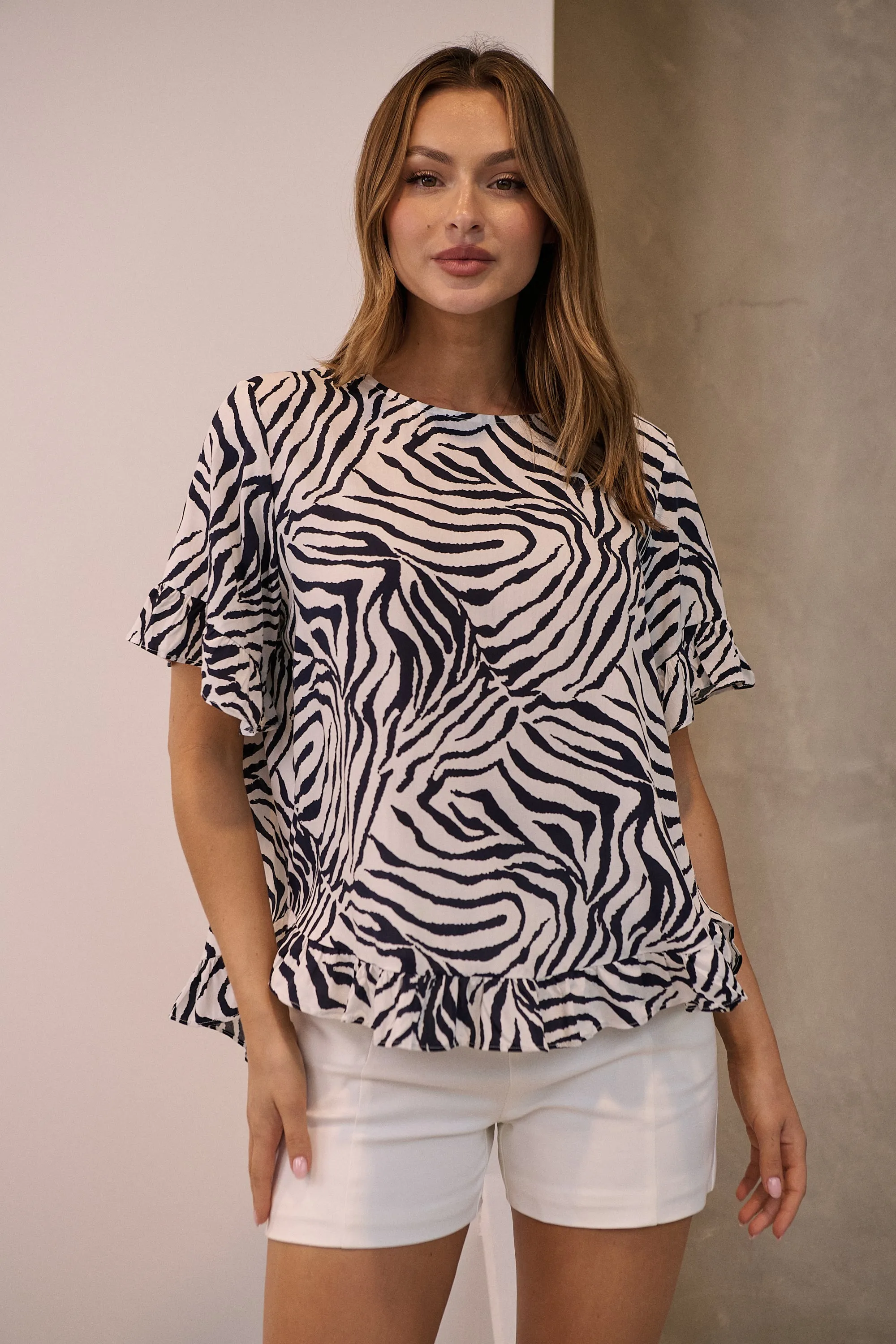 Aries Navy/White Zebra Print Tee