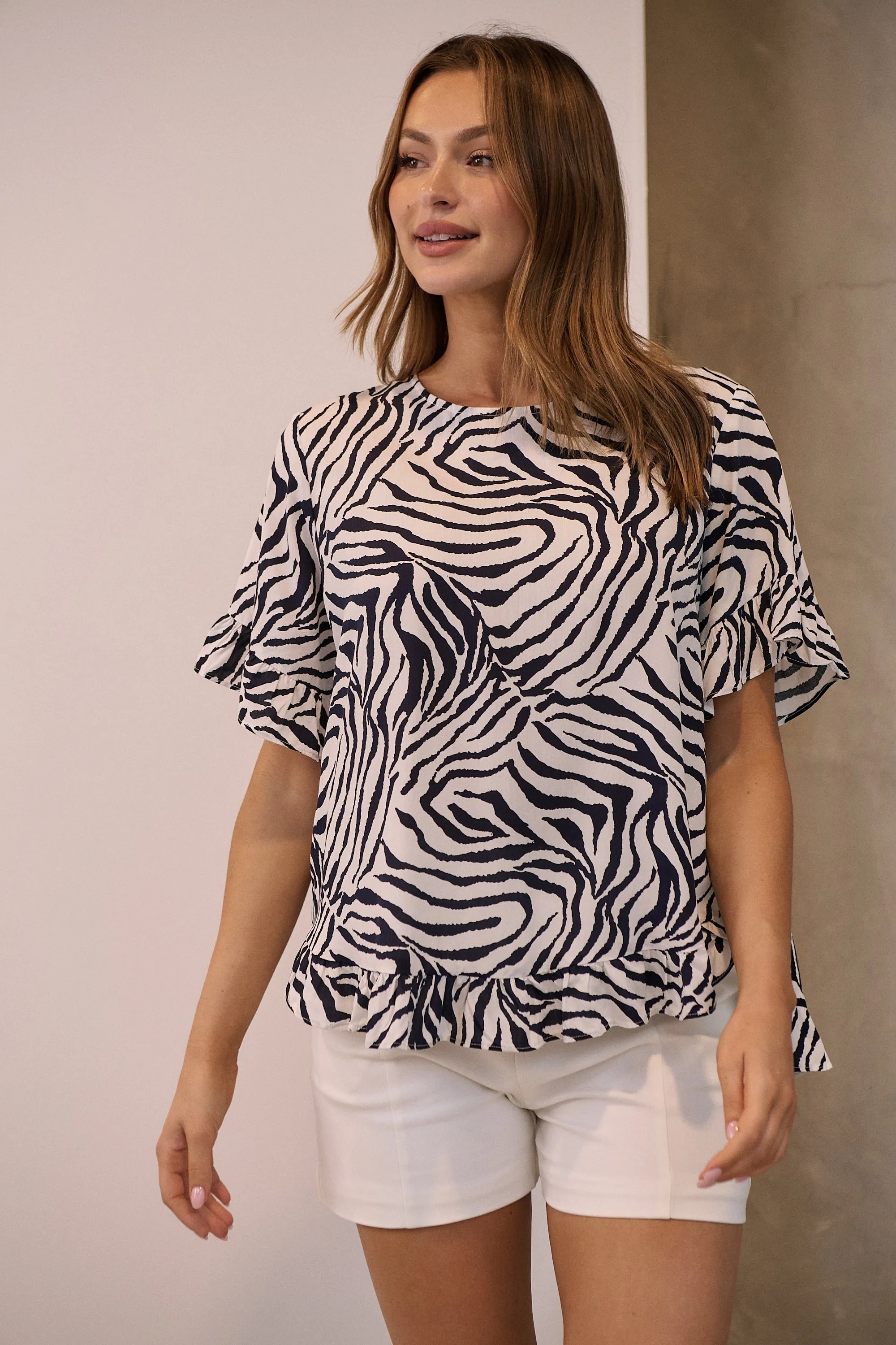 Aries Navy/White Zebra Print Tee