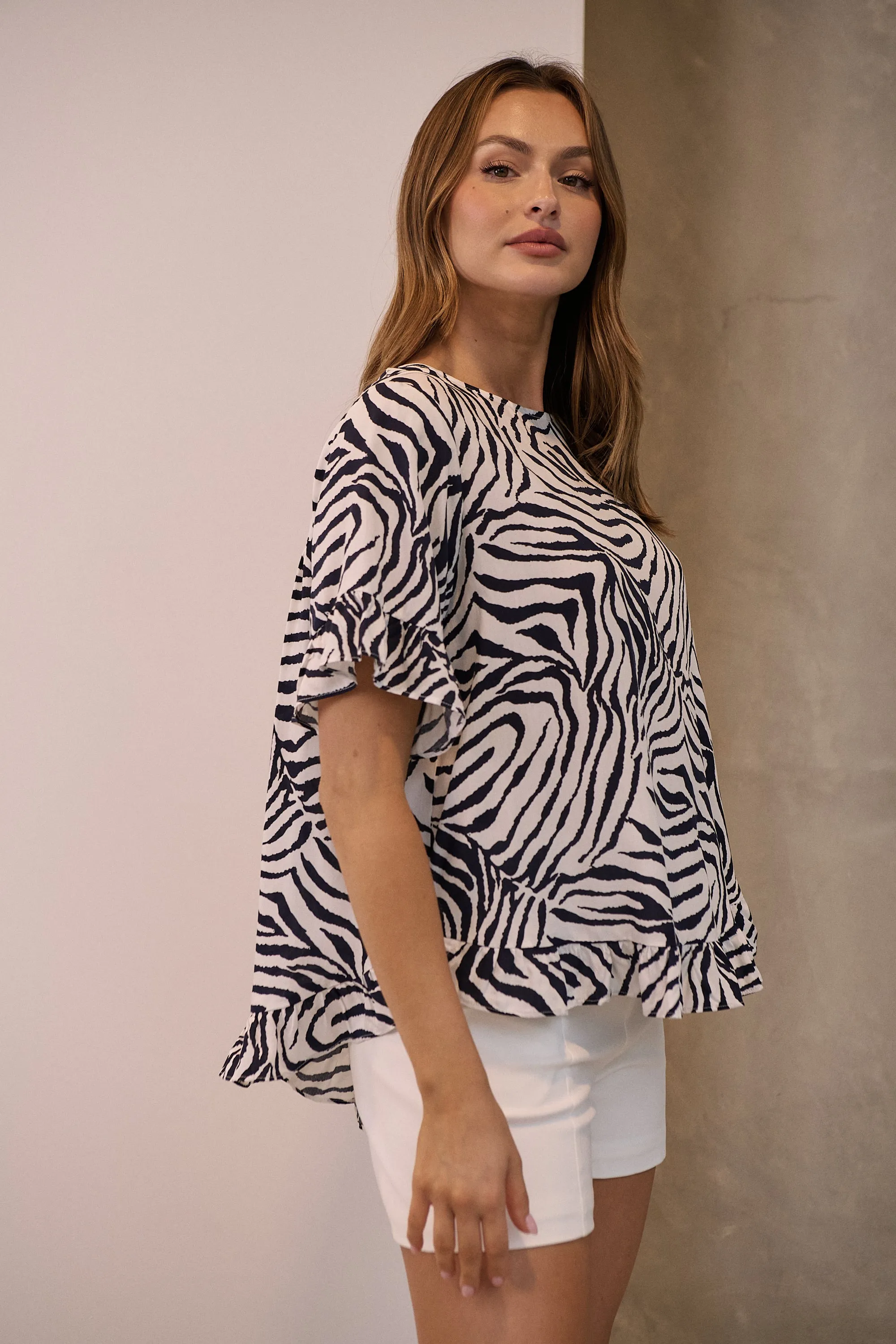 Aries Navy/White Zebra Print Tee