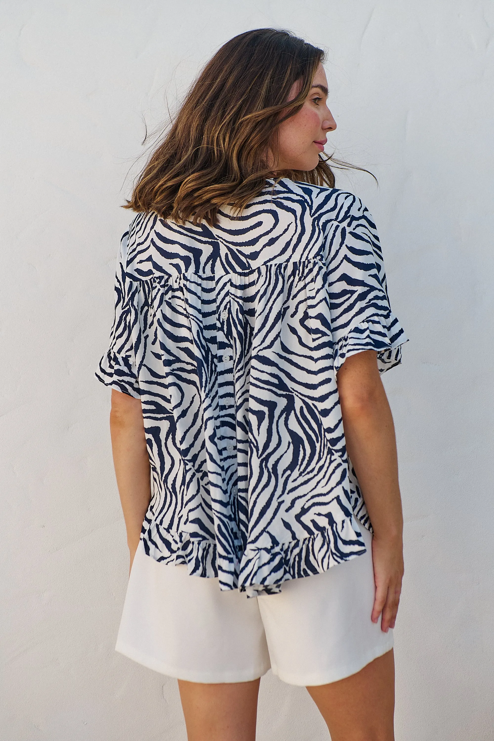 Aries Navy/White Zebra Print Tee