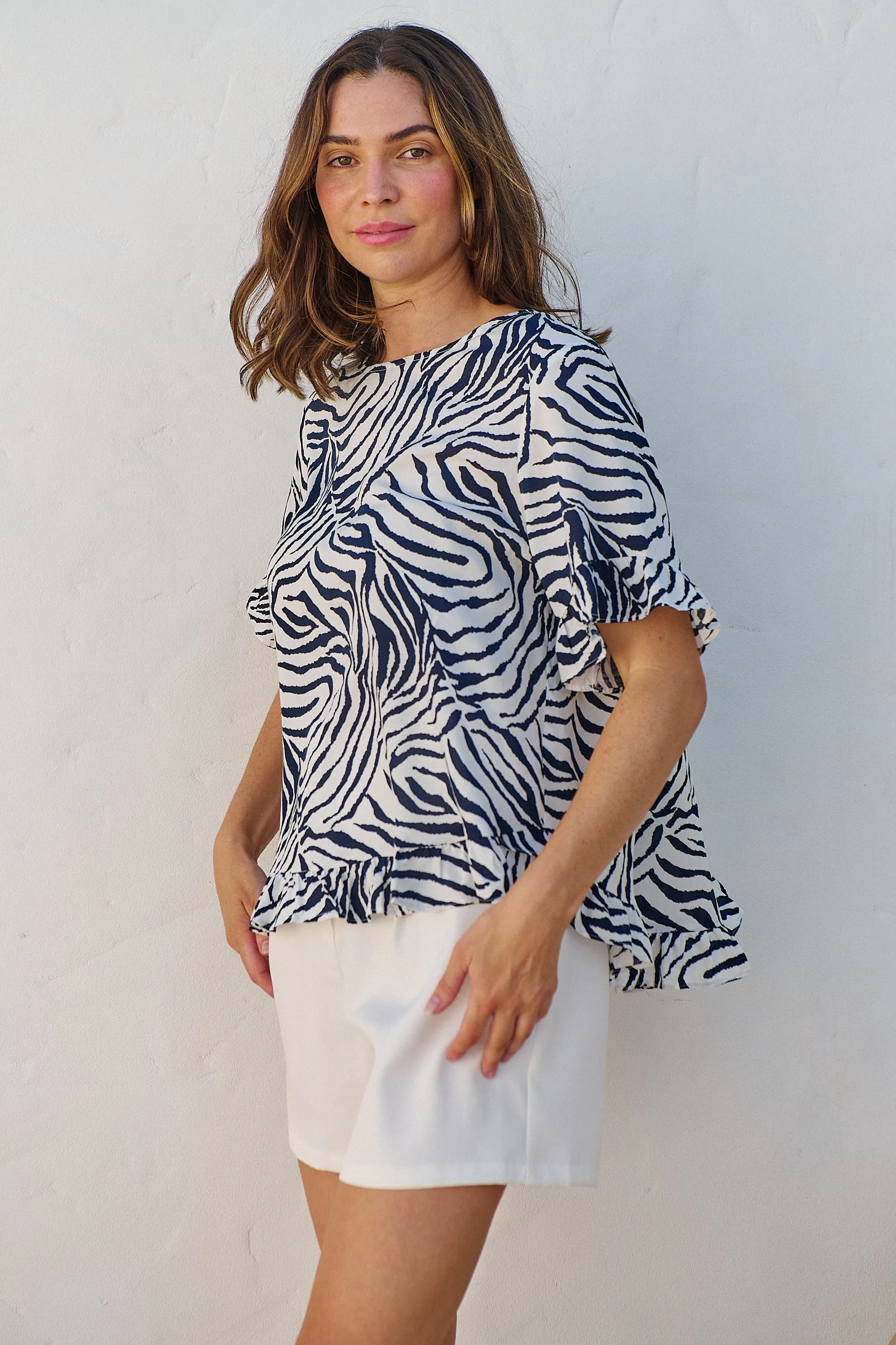 Aries Navy/White Zebra Print Tee