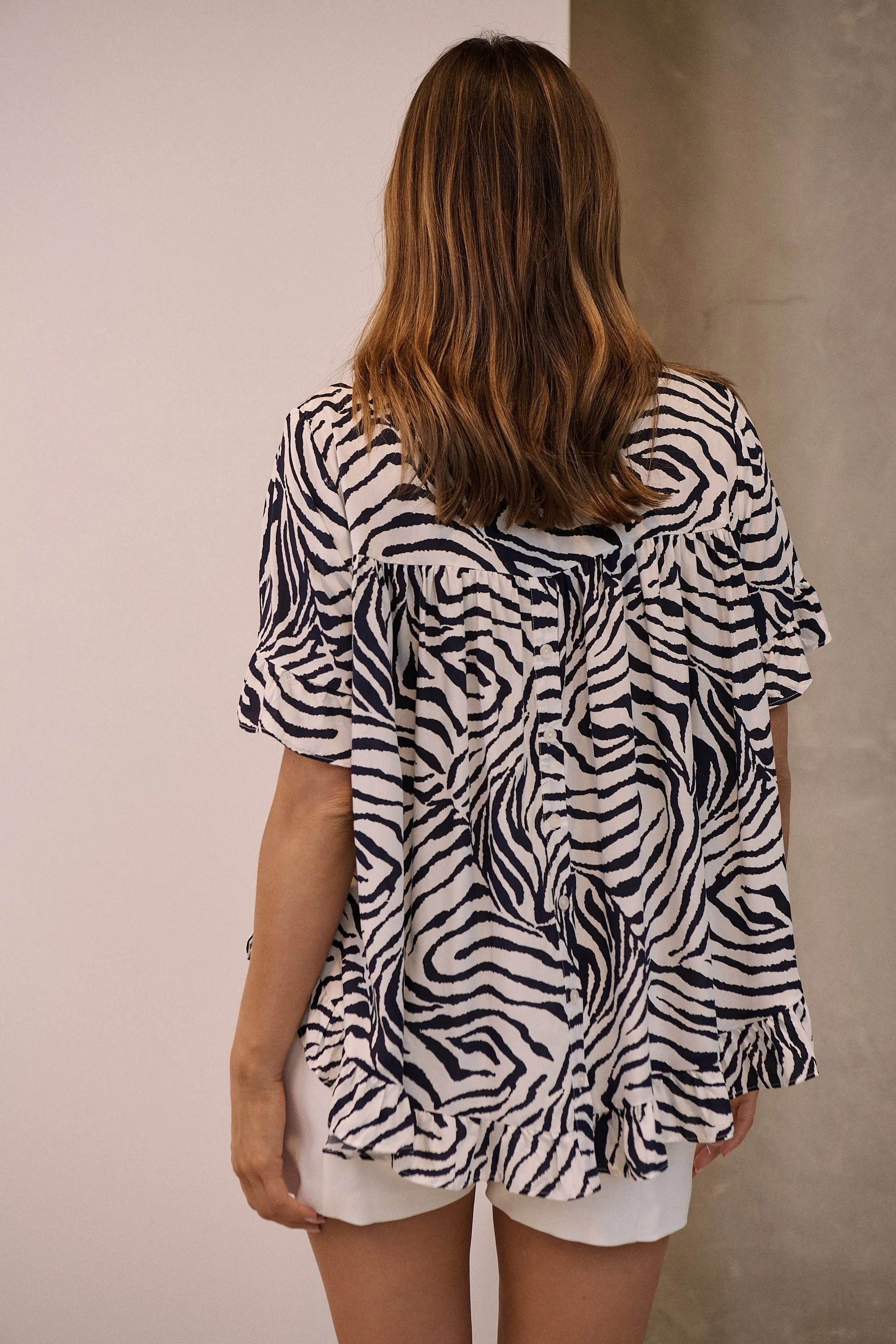 Aries Navy/White Zebra Print Tee