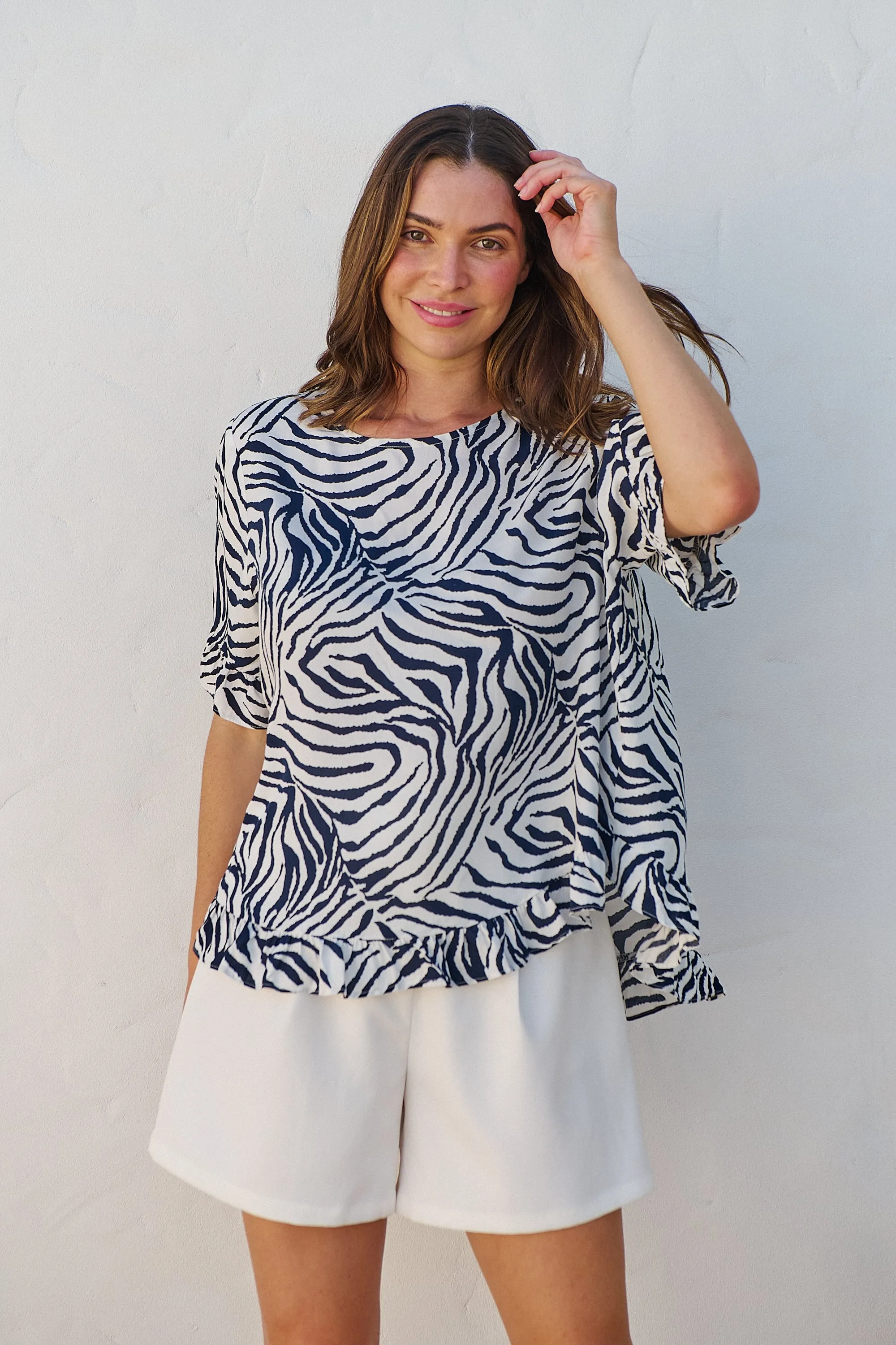 Aries Navy/White Zebra Print Tee