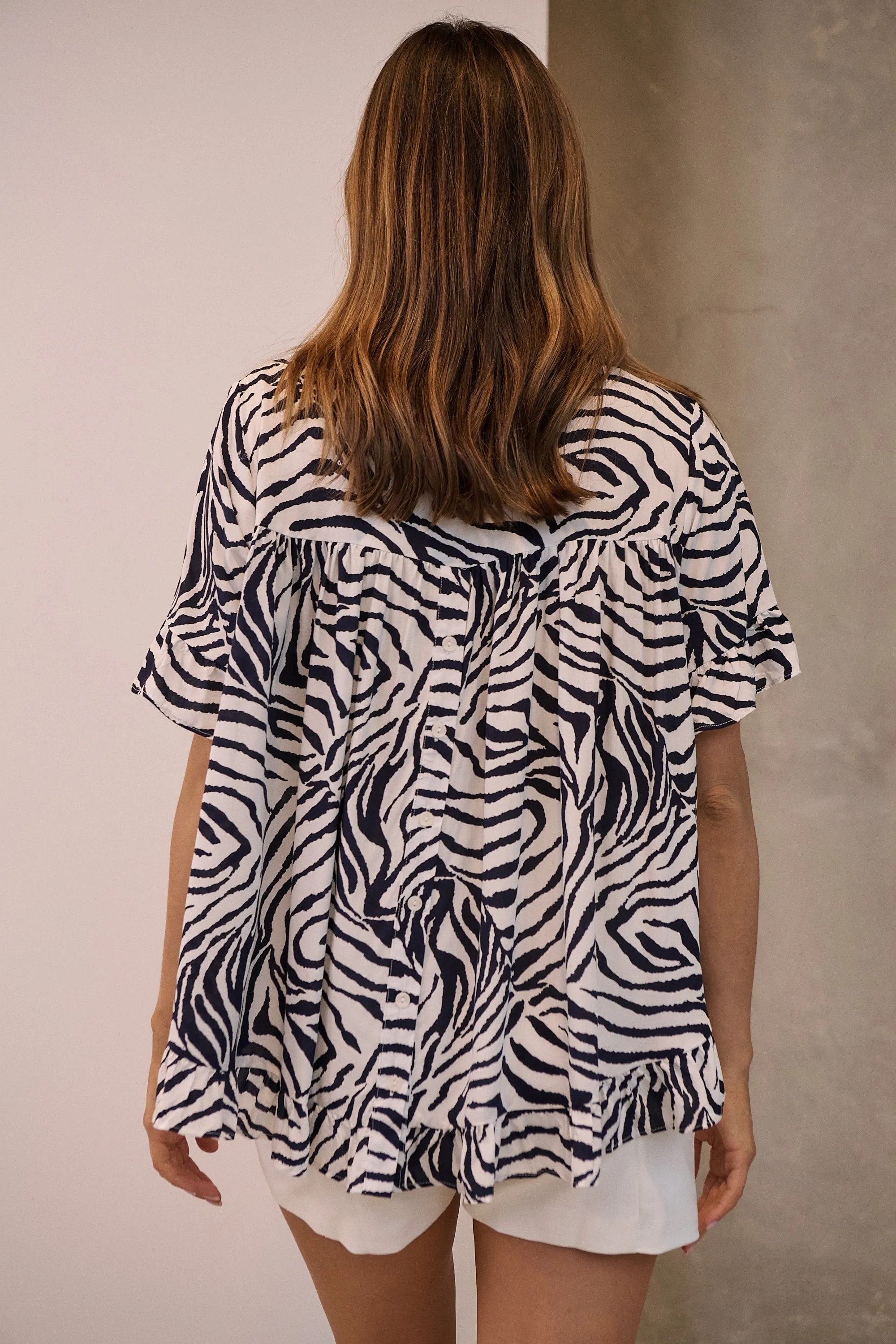 Aries Navy/White Zebra Print Tee