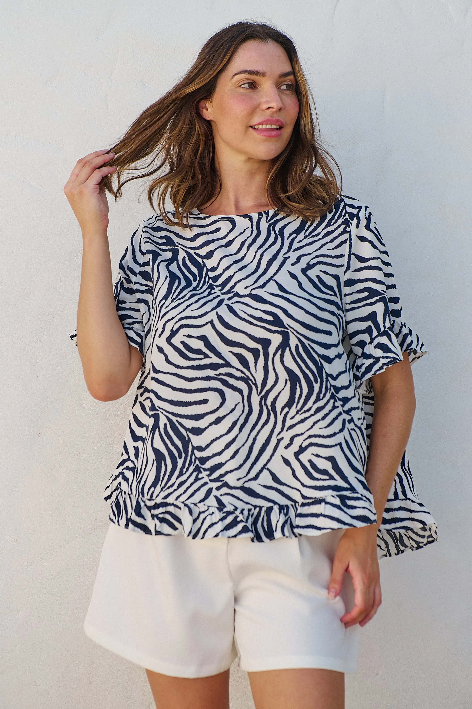 Aries Navy/White Zebra Print Tee