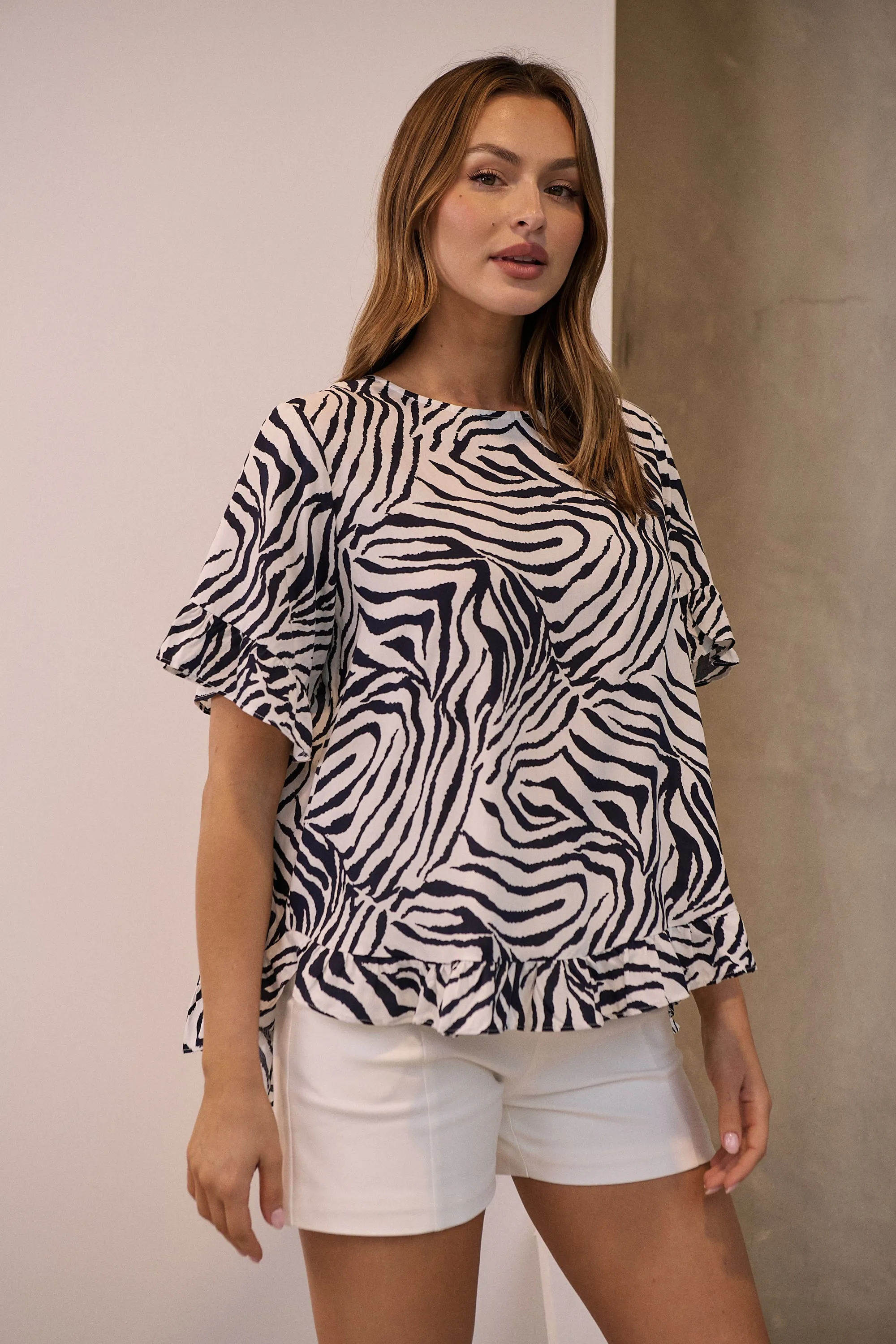 Aries Navy/White Zebra Print Tee