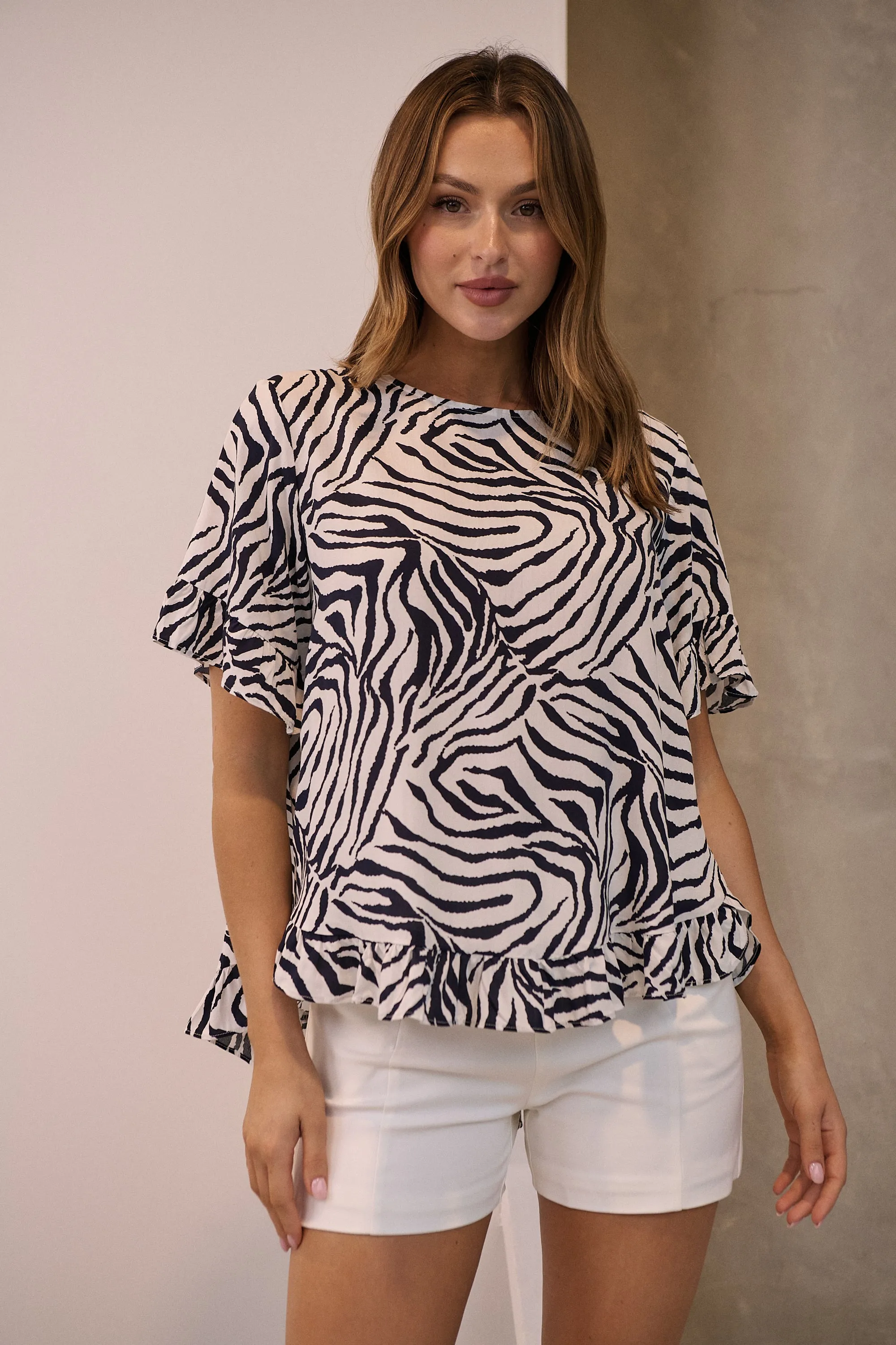 Aries Navy/White Zebra Print Tee