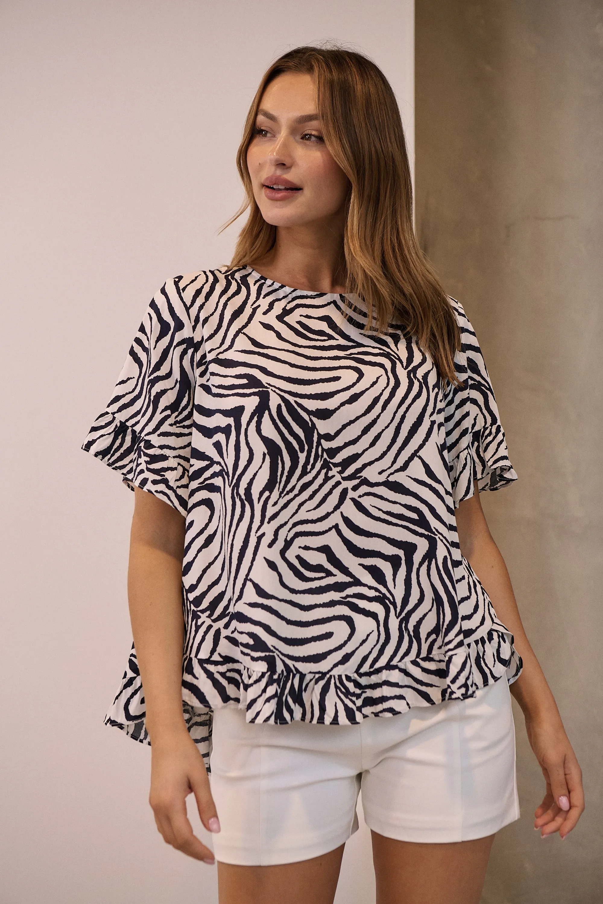 Aries Navy/White Zebra Print Tee