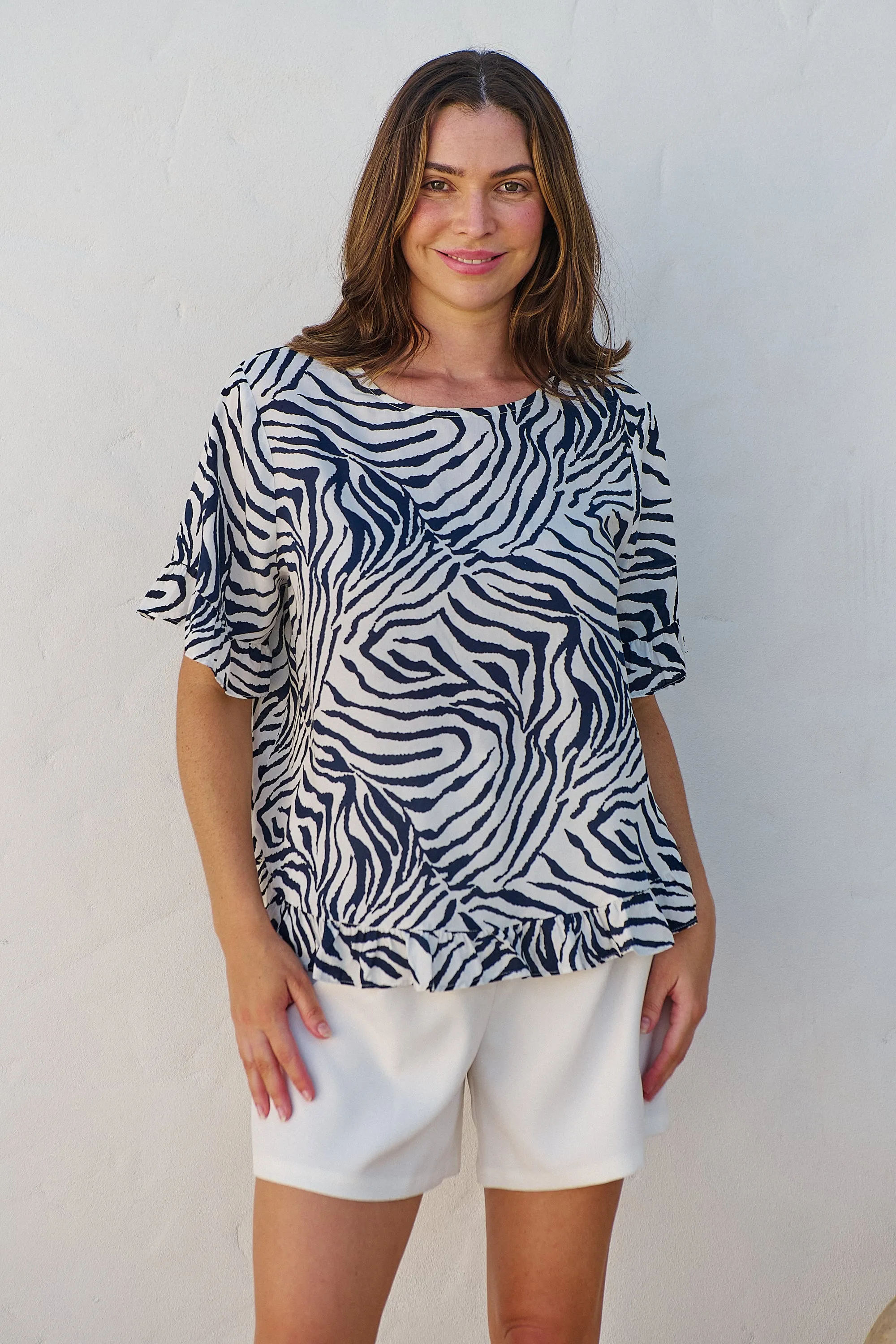 Aries Navy/White Zebra Print Tee