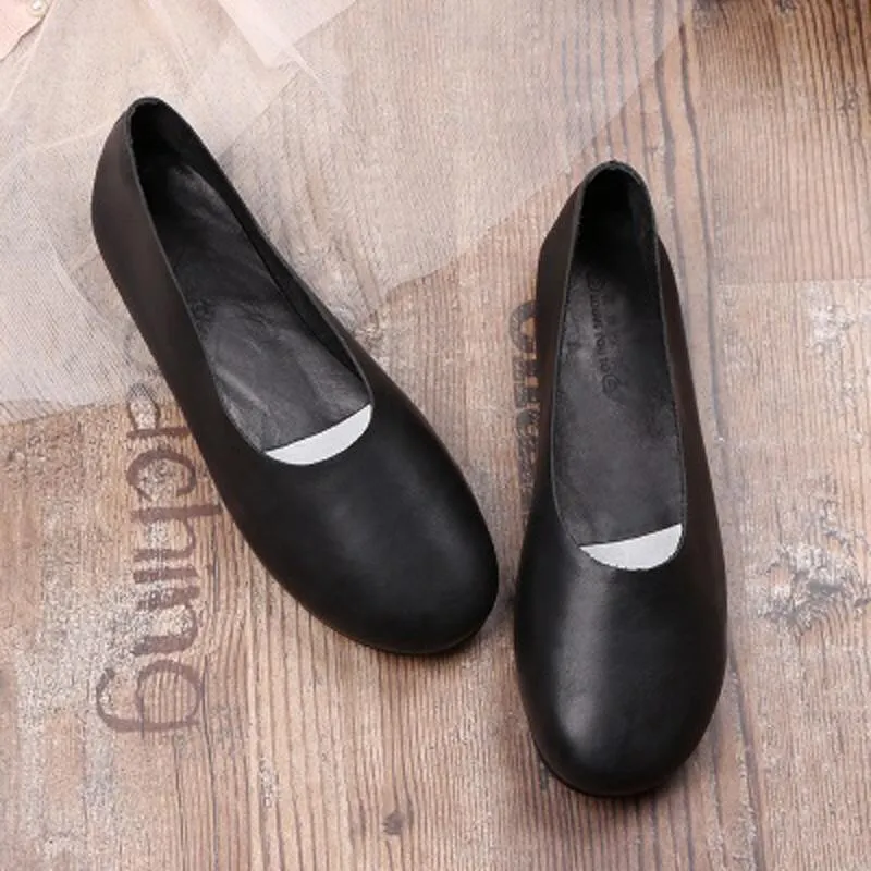 Babakud Solid Handmade Flats Casual Leather Shoes 33-41