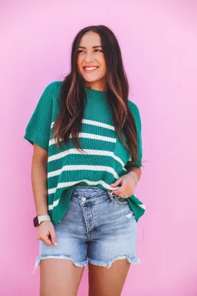 Bailey Striped Knit Top-Green