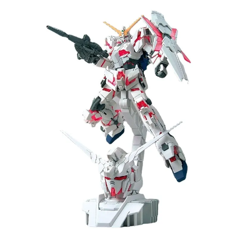 Bandai Gundam Model Kit Anime Figure Limited Unicorn Gundam Head Display Base Psycho Frame Color Action Toy Figure Without Body