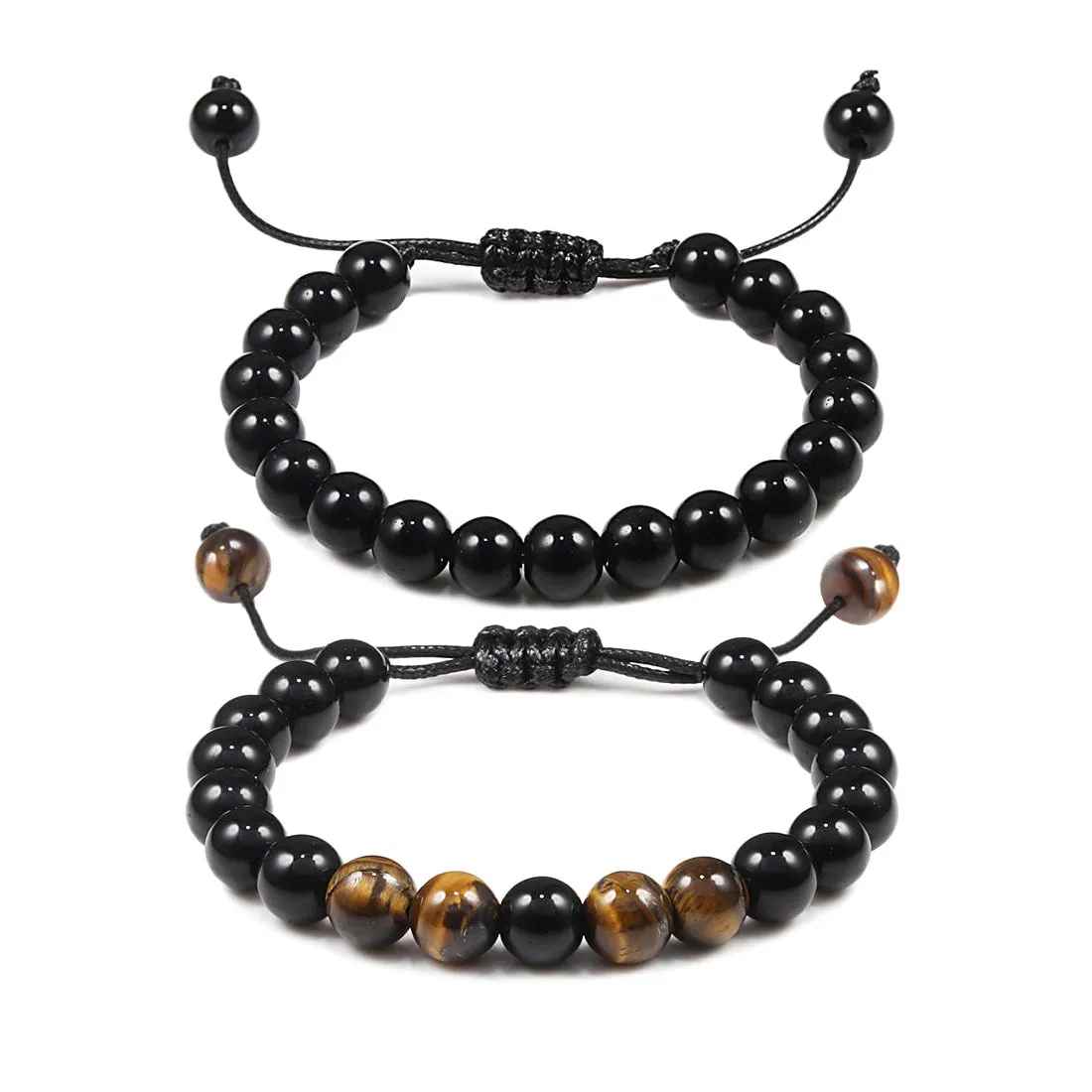 Beaded Bracelet Set Natural Onyx & Tiger's Eye Men's Accessories