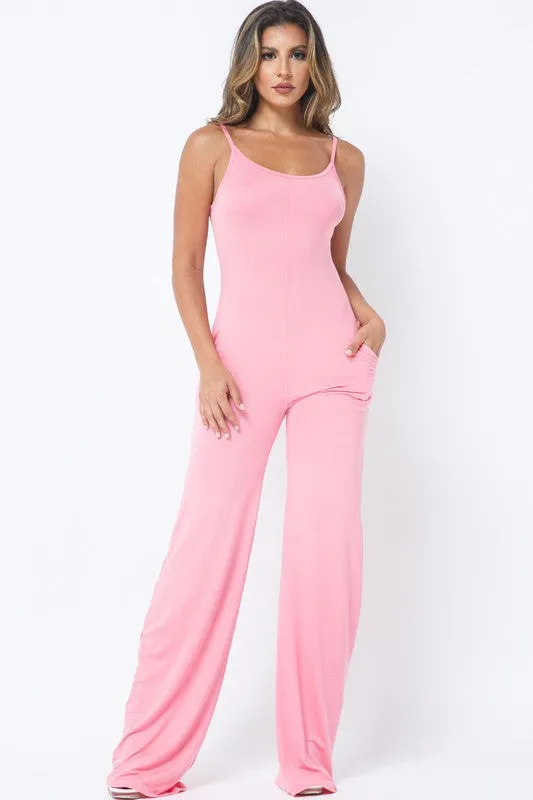 BILLIE SPAGHETTI STRAP SOLID OVER SIZED LEG JUMPSUIT*