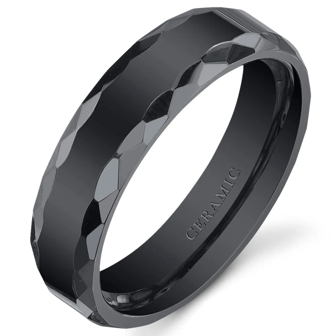 Black Ceramic unisex Band 6mm Size 5.5