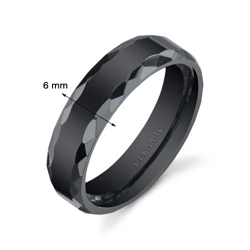 Black Ceramic unisex Band 6mm Size 5.5