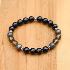 Black Tourmaline and Smoky Quartz Bracelet