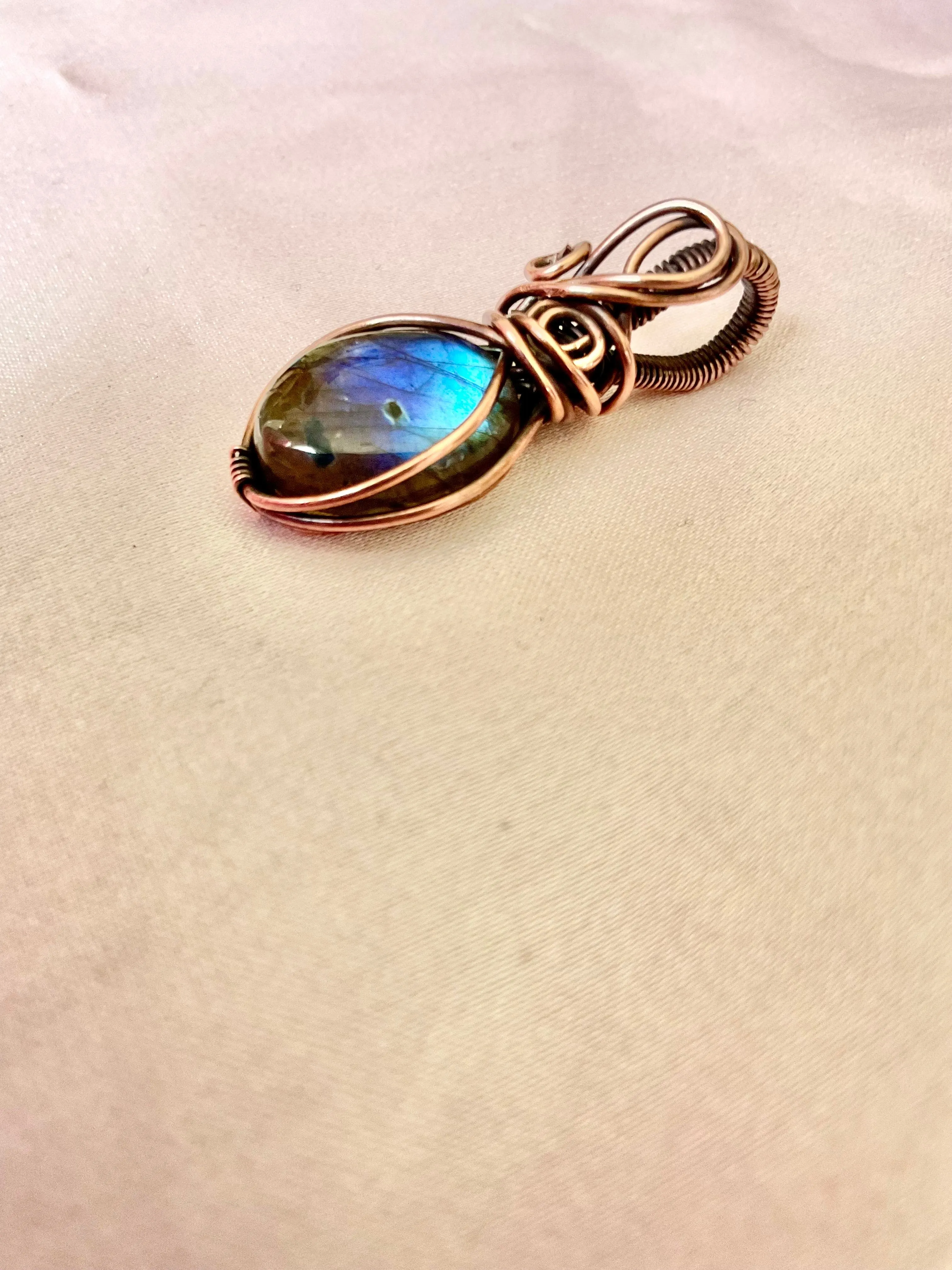 Blue Labradorite Mini Wire Wrapped Pendant