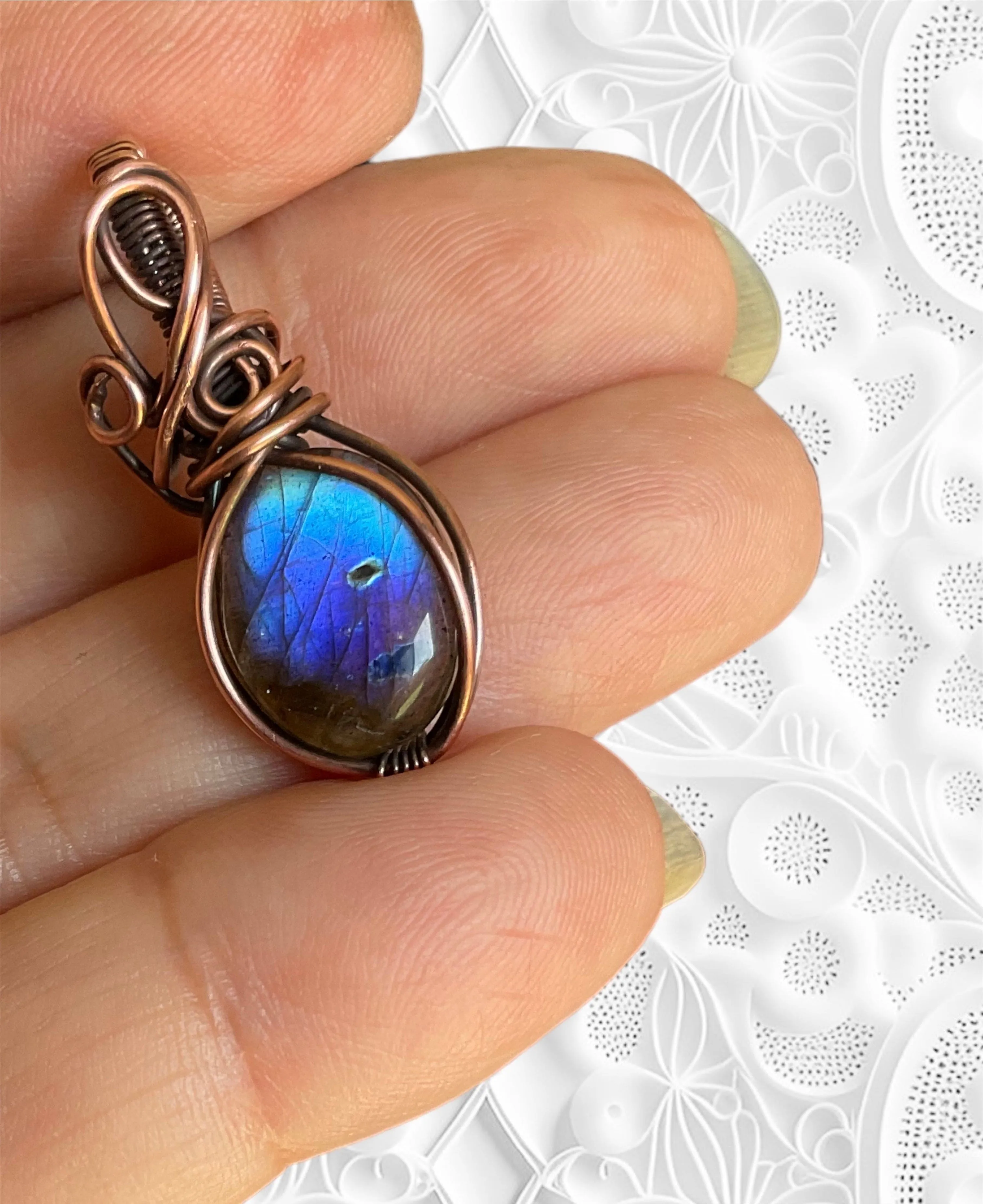 Blue Labradorite Mini Wire Wrapped Pendant