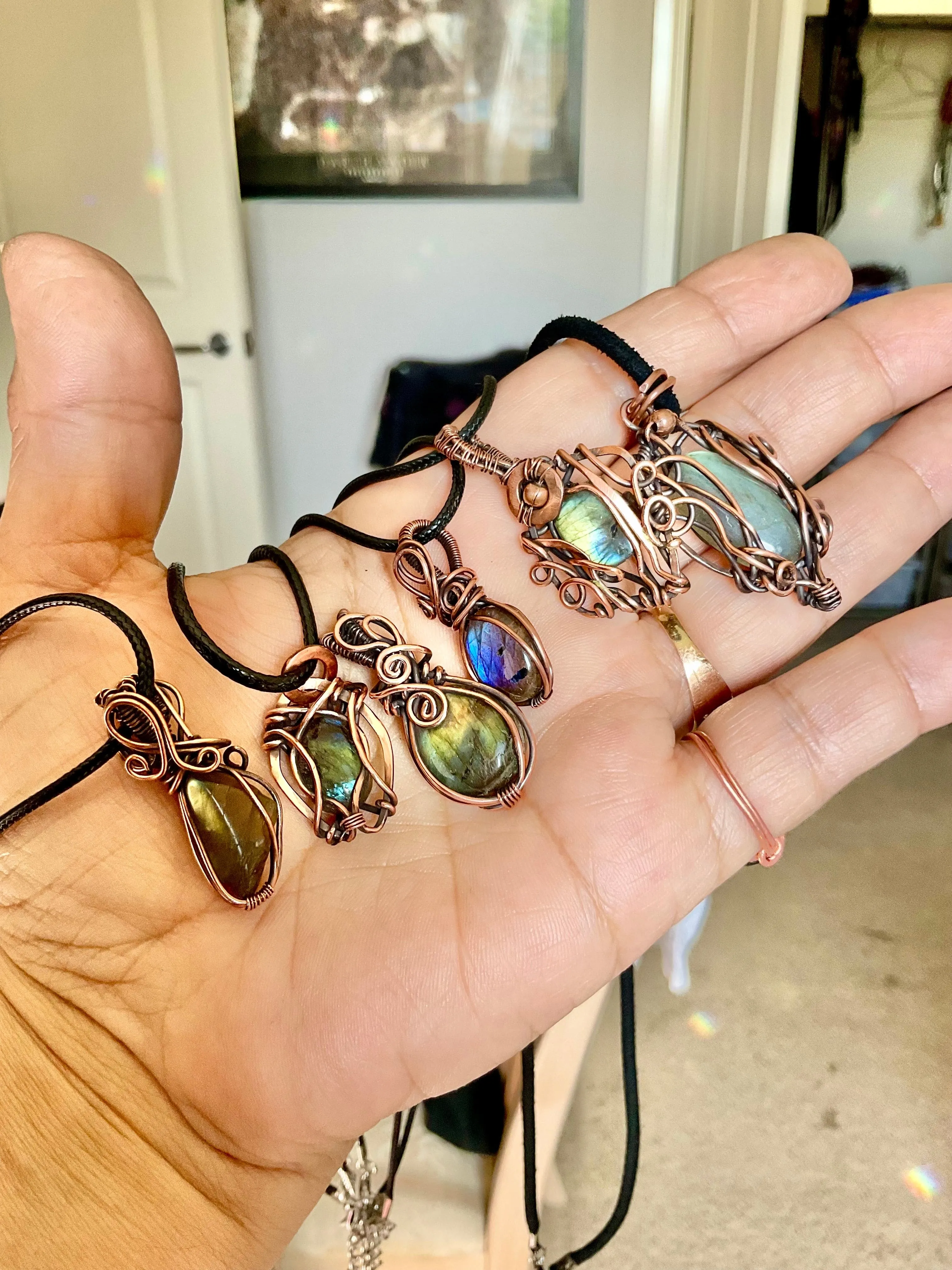 Blue Labradorite Mini Wire Wrapped Pendant