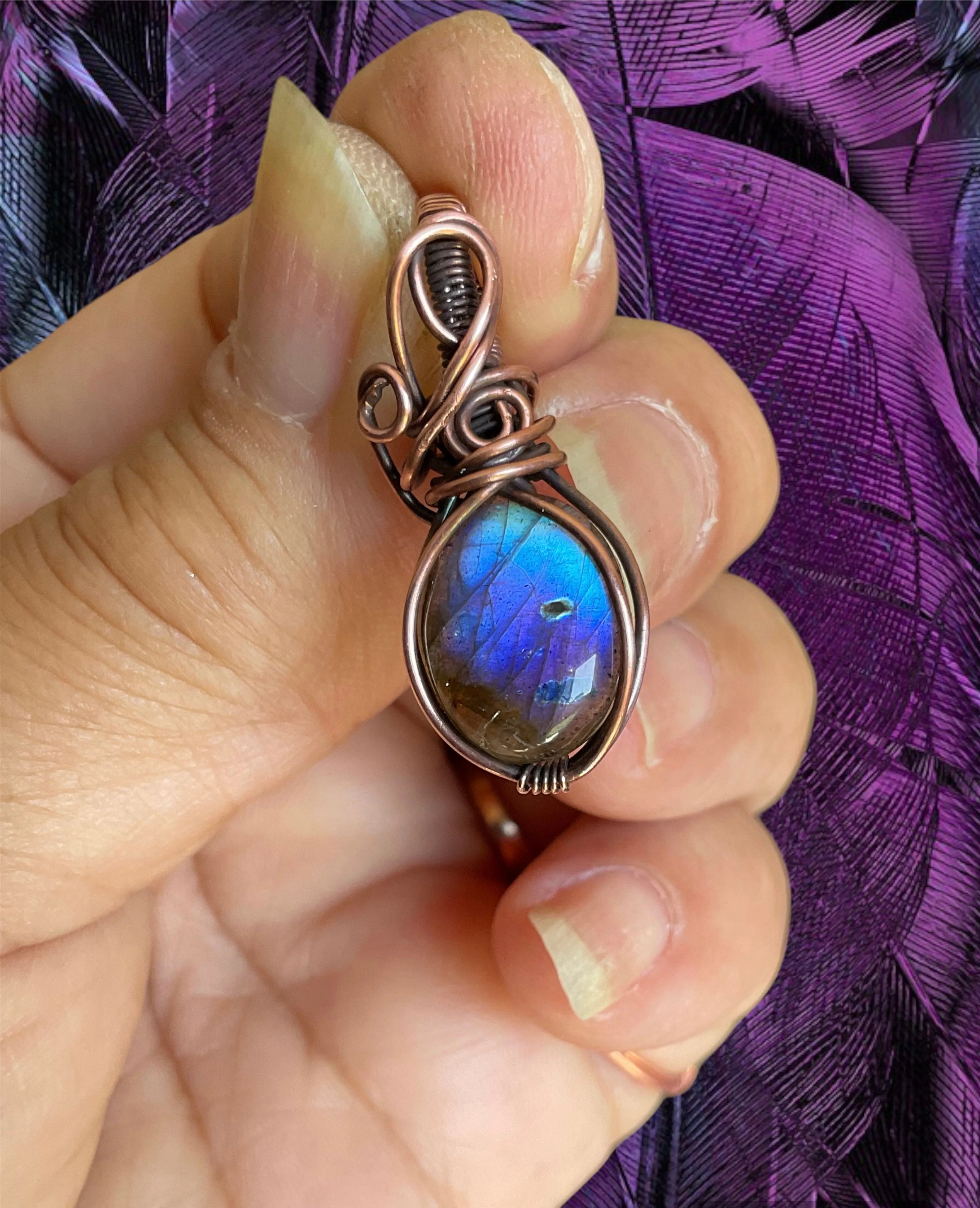 Blue Labradorite Mini Wire Wrapped Pendant