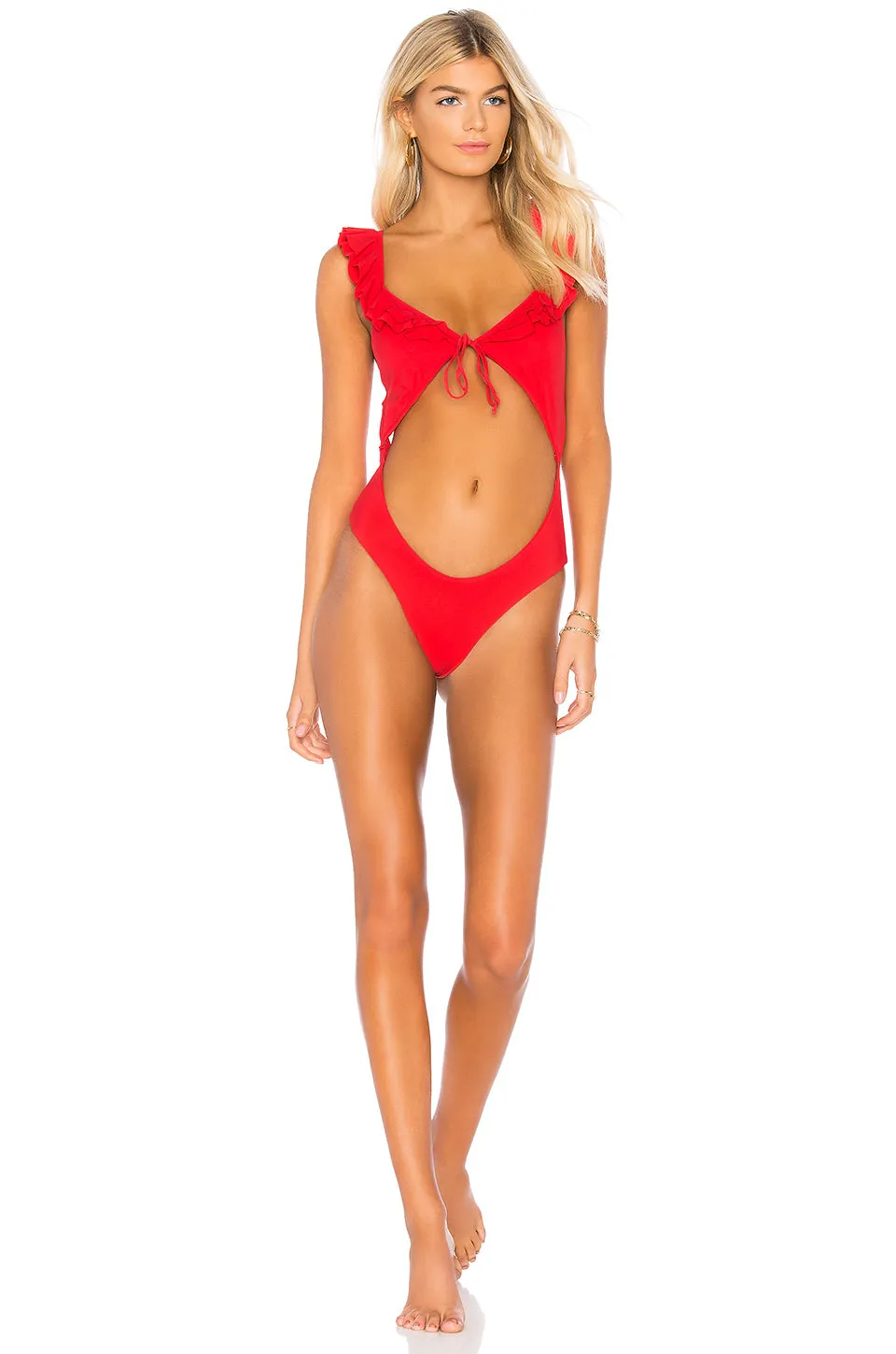 Blue Life Swim Rumba Ruffle One Piece Chili