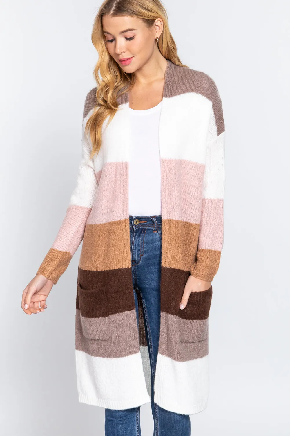 Cardigan Colorblock Pink Mauve