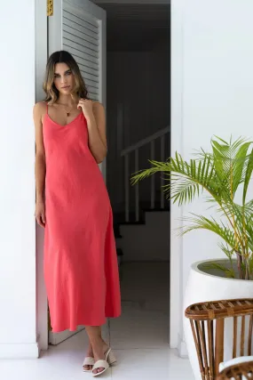 CASA SLIP DRESS POPPY