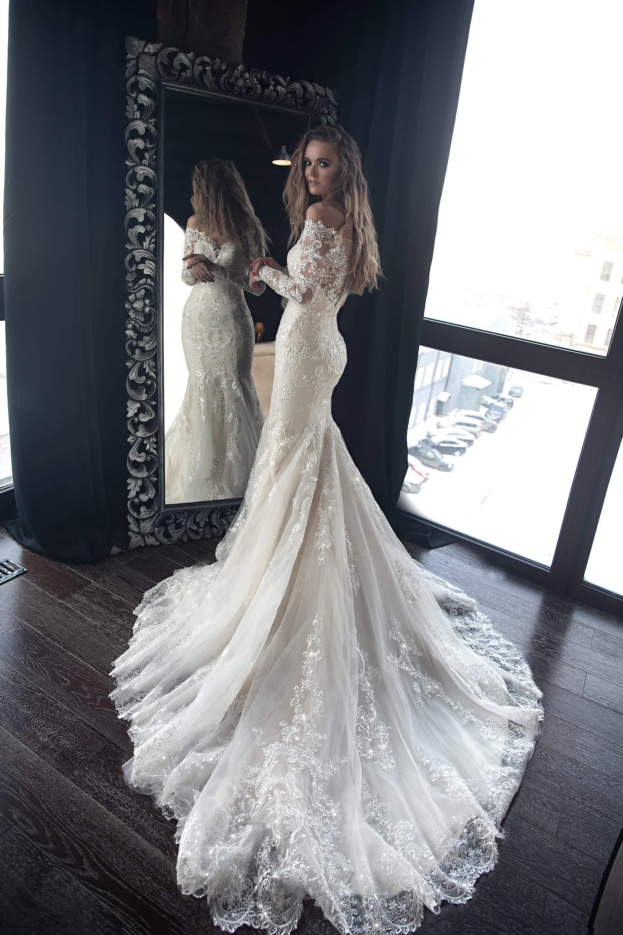 Champagne Mermaid Wedding Dress OB7962