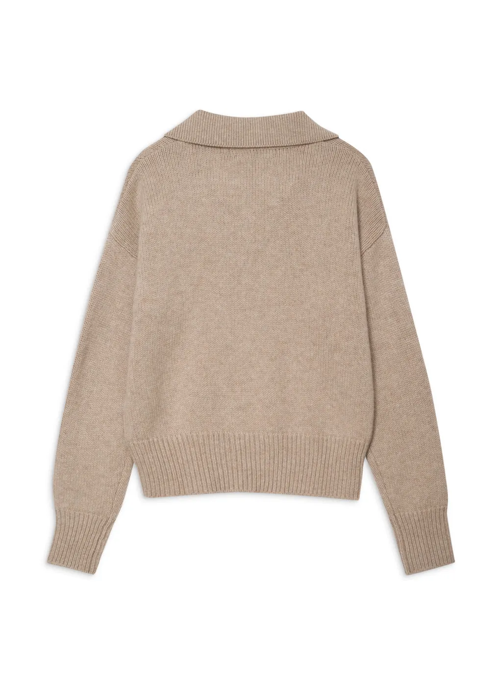 Cozy Cashmere Blend Johnny Collar Sweater in Camel